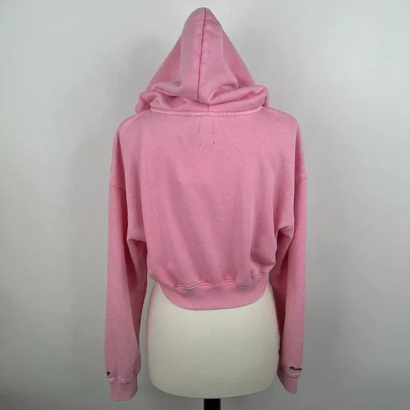 NWT GAP MadHappy Full Zip Crop Hoodie Sweatshirt MEDIUM Pink Embroidered Logo - Picture 12 of 16